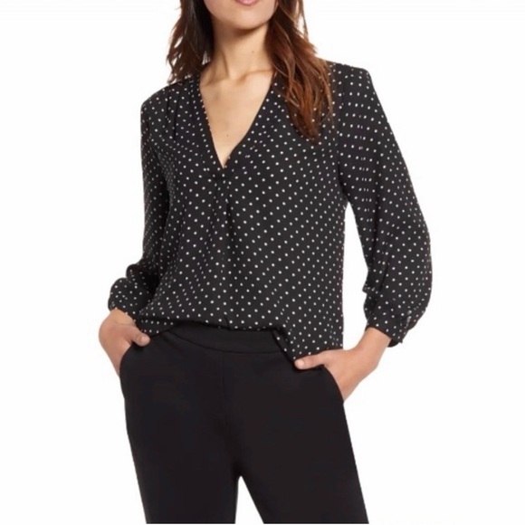 Vince Camuto Tops - Vince Camuto Black and White Polka Dot Blouse